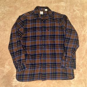 LEVIS Men's Relaxed Fit Button-Front Flannel Worker Overshirt